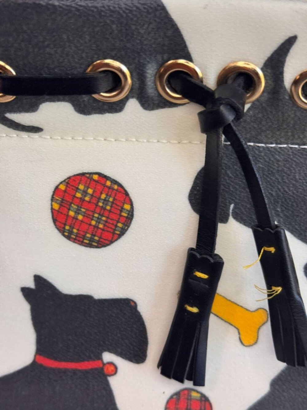 Dooney & Bourke Scottie Dog Satchel Handbag Cream Black Made USA Crossbody - Picture 6 of 9